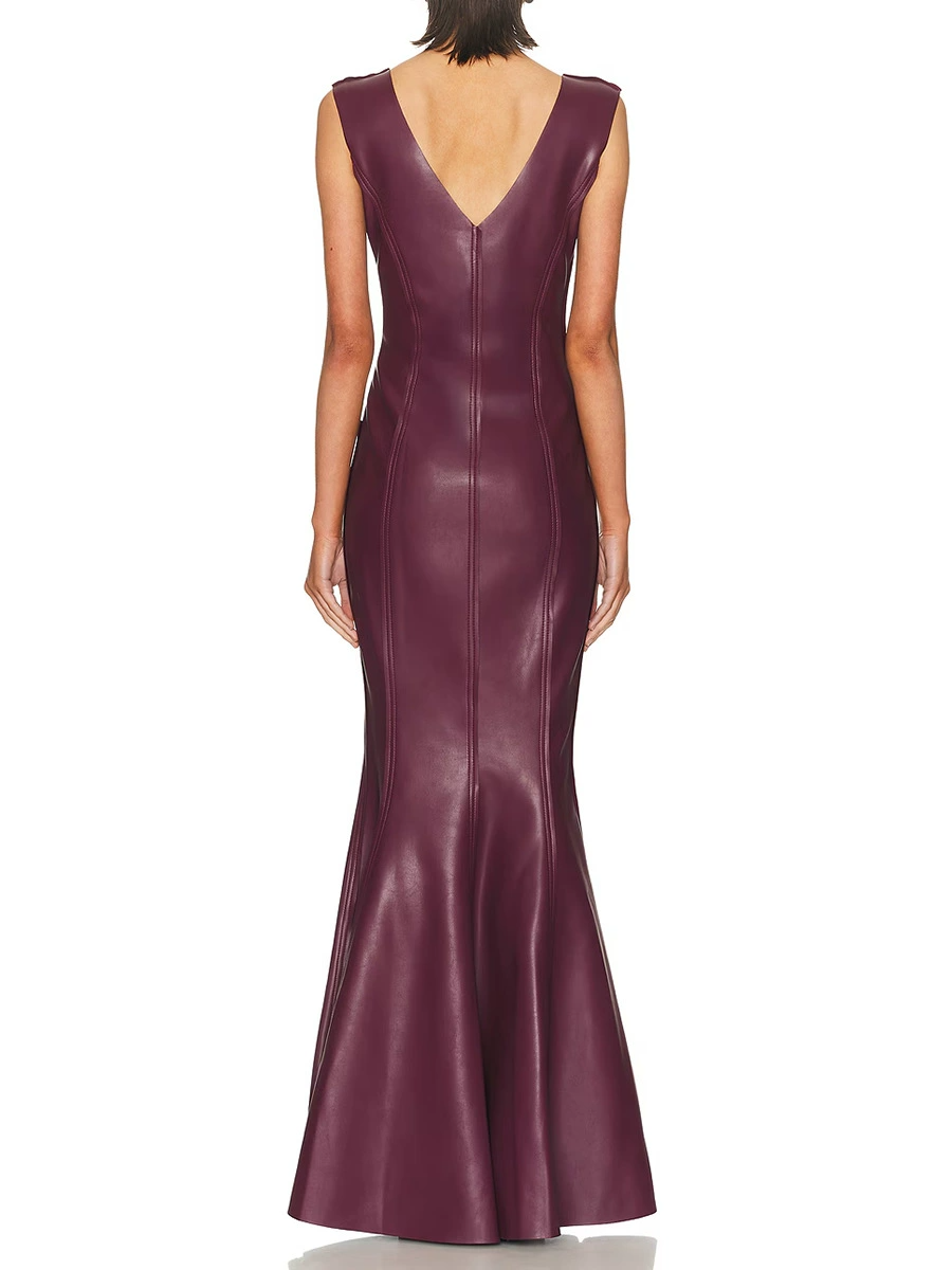 Fergal Sleeveless Leather Maxi Dress
