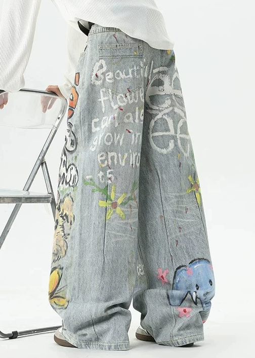 Fouzia Bleached Graffiti Jeans
