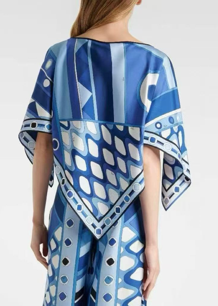Hardy Ruffle Print Pants Set In Blue