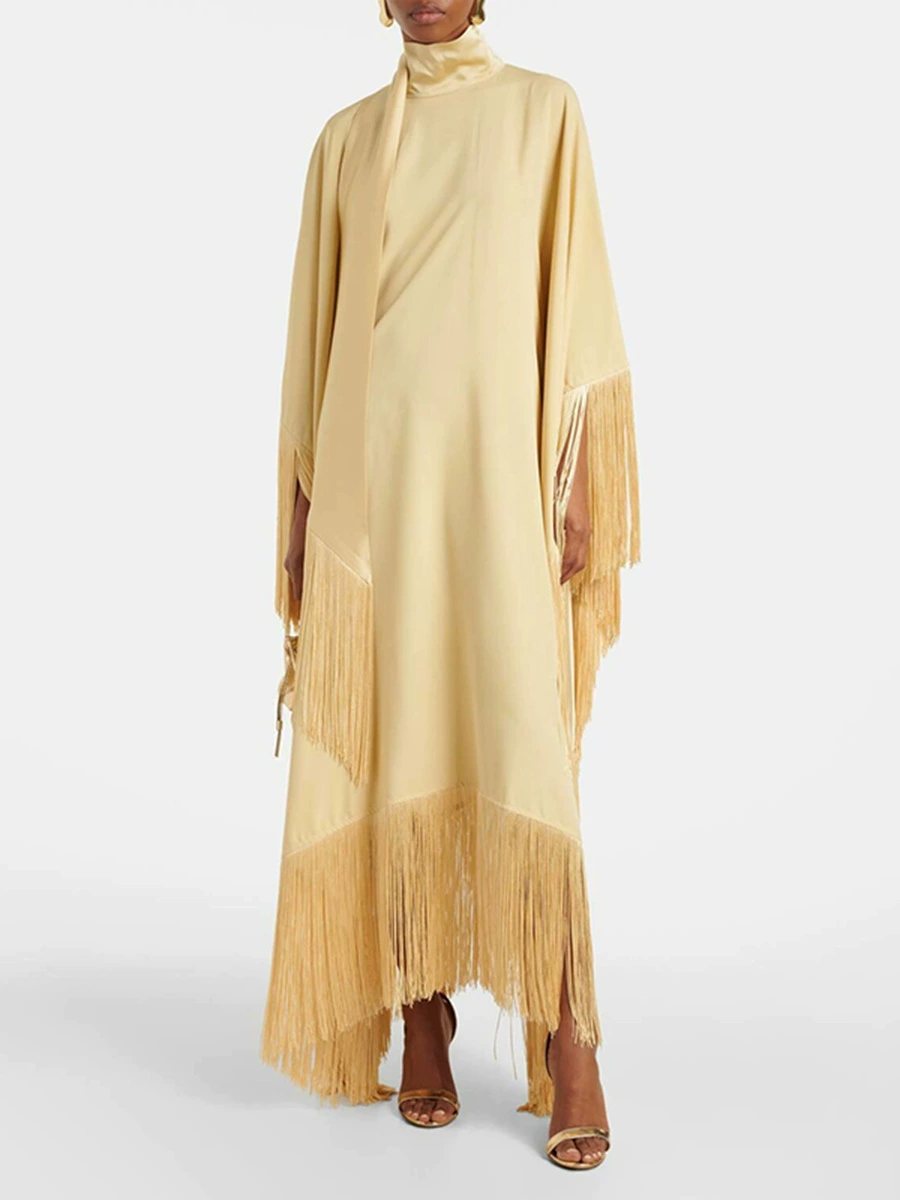 Jaakko Satin Fringe Maxi Dress