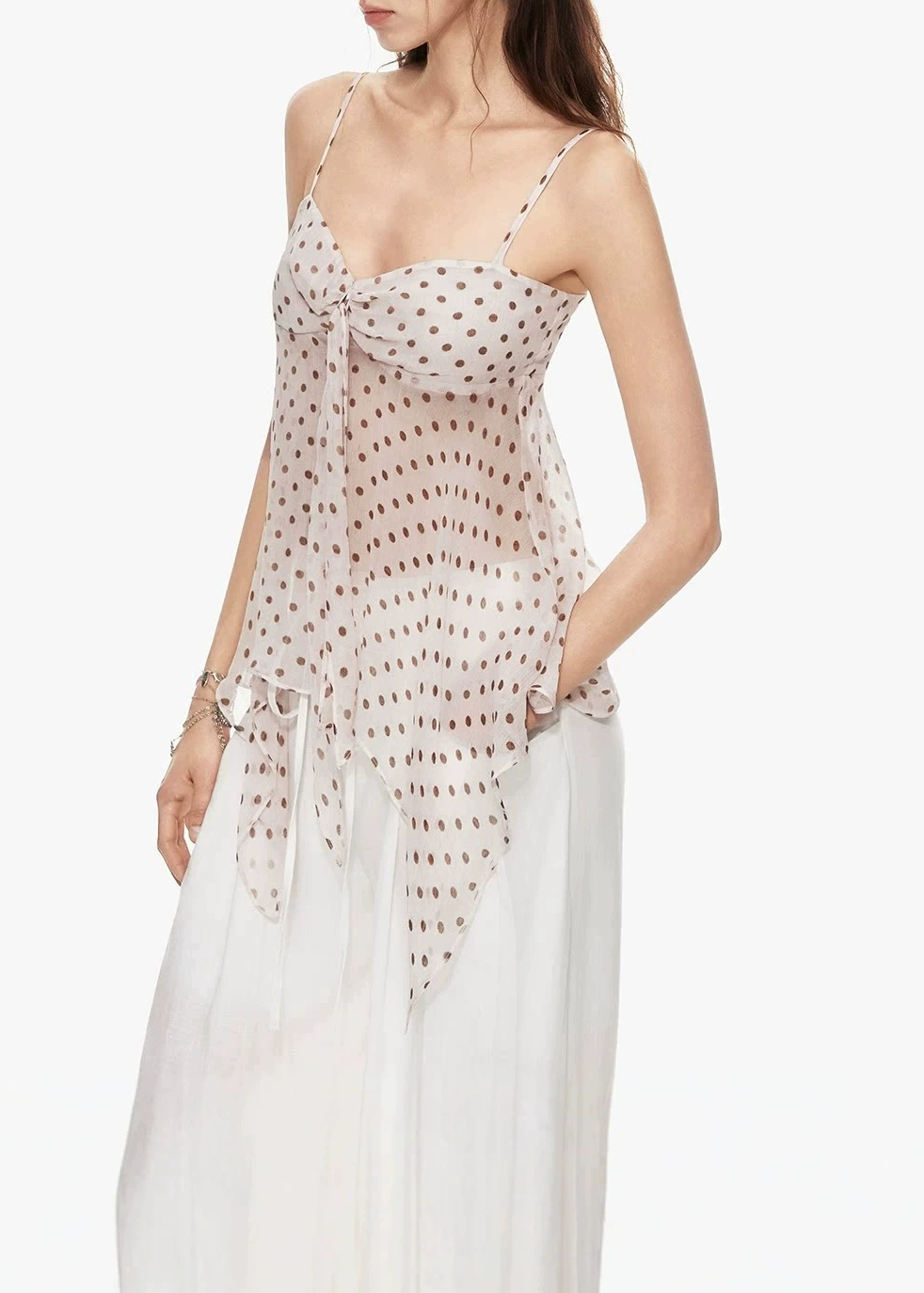 Hamida Spaghetti Dot Mesh Top