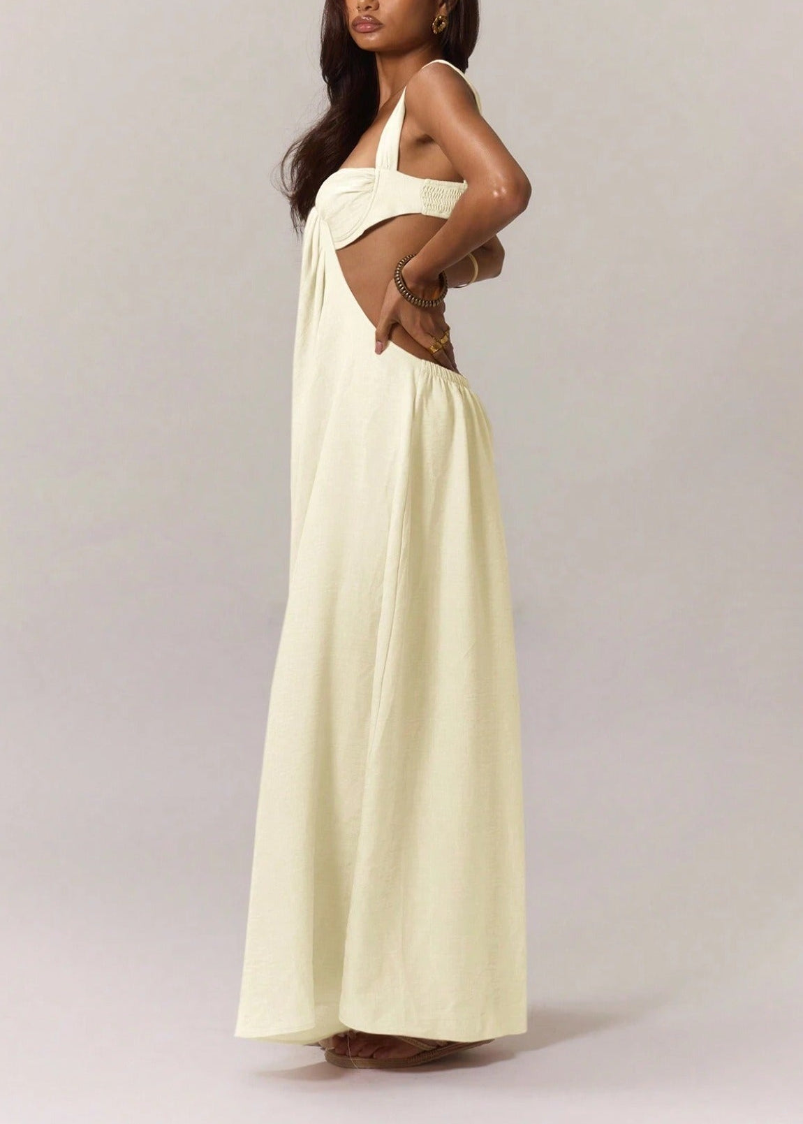 Kenshin Sleeveless Ruch Cutout Jumpsuit