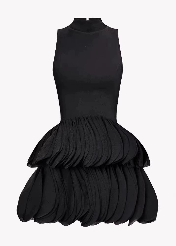 Ipatiy Sleeveless Leather Ruch Mini Dress