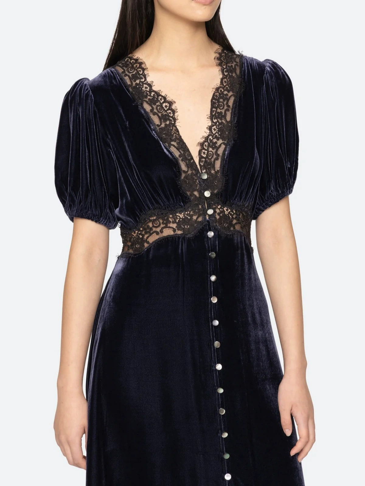 Erato Lace Velvet Midi Dress