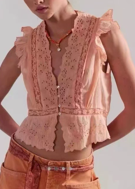 Hermolaos Plunge Embroidered Top