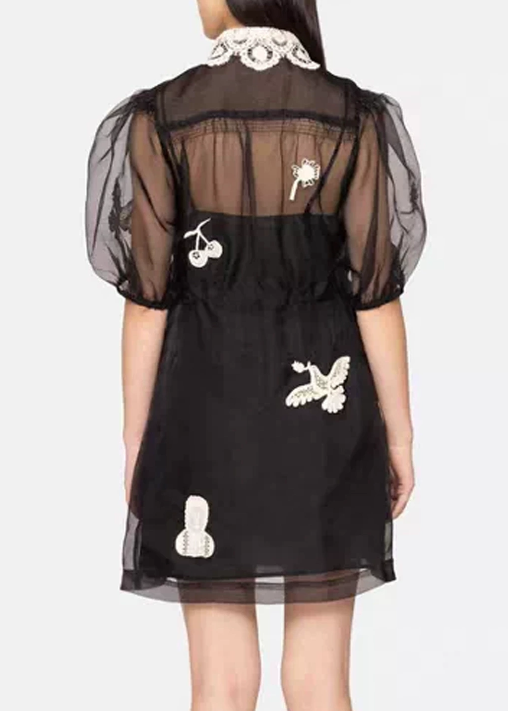 Jaakob Puff Sleeve Mesh Lace Mini Dress