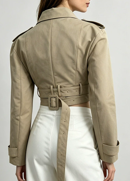 Ioses Crop Belt Trench Coat