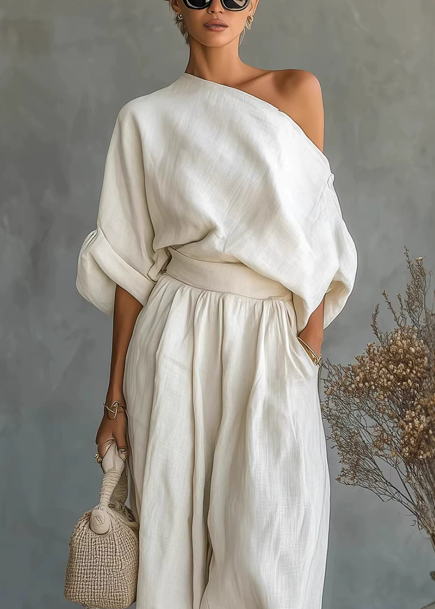 Keane Linen One Shoulder Pants Set