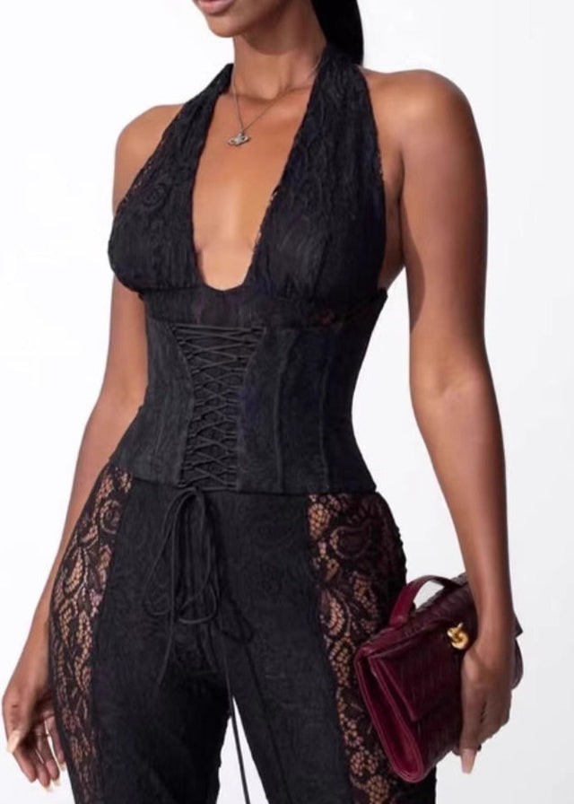 Bethari Lace Plunge Cutout Jumpsuit