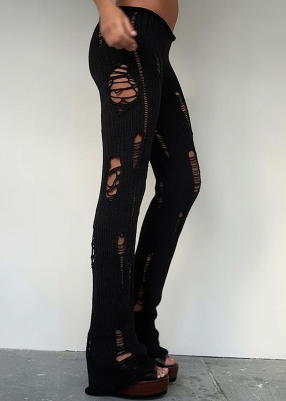 Egbert Ripped Knit Pants In Black