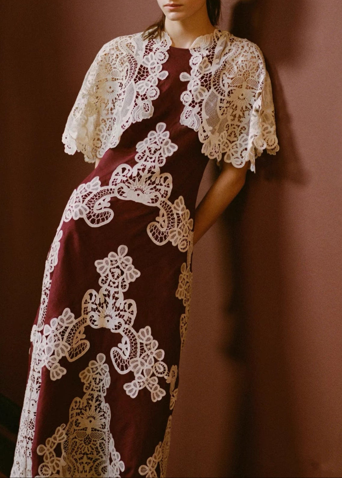 Emanuel Cochet Shawl Midi Dress In Red