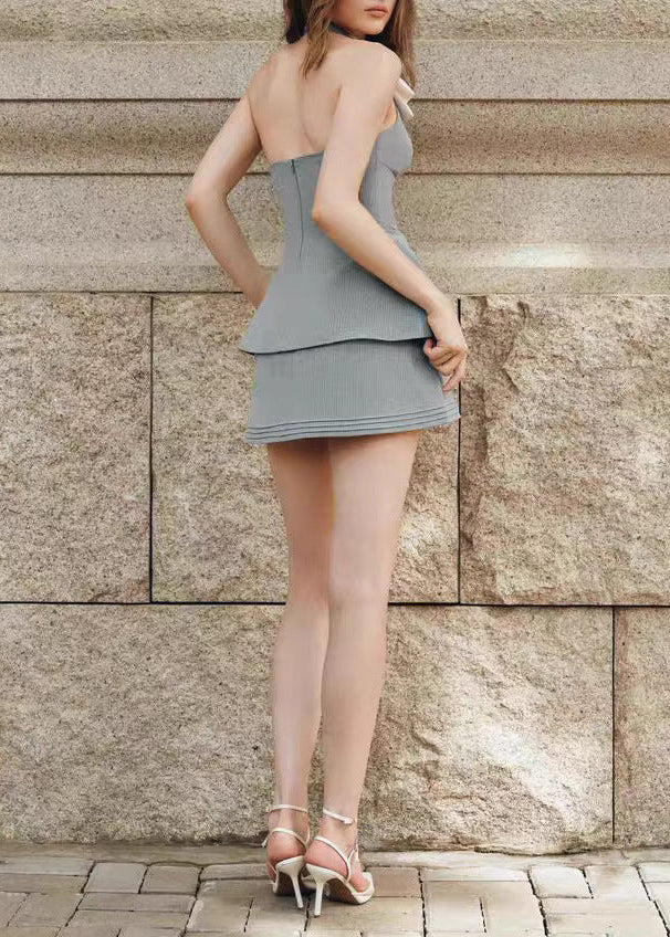 Fabien Halter Neck Asymmetric Bodycon Skirt Set