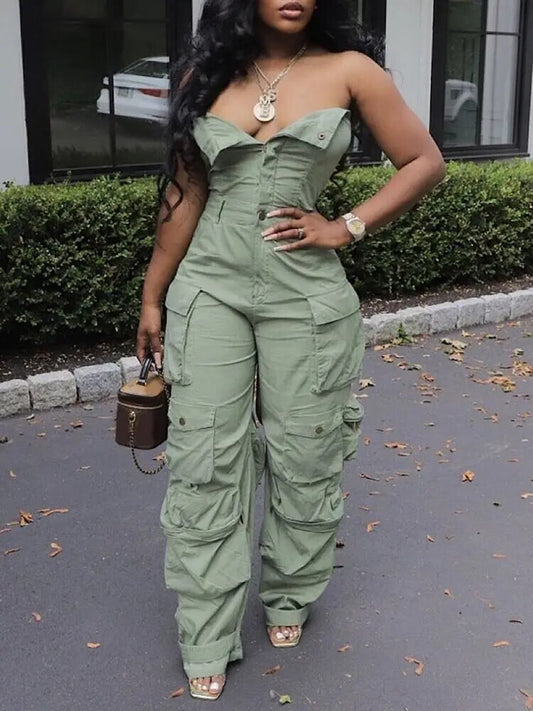 Carol Strapless Cargo Jumpsuit