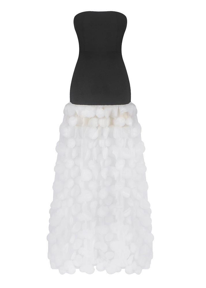 Boyan Dot Strapless Maxi Dress In White