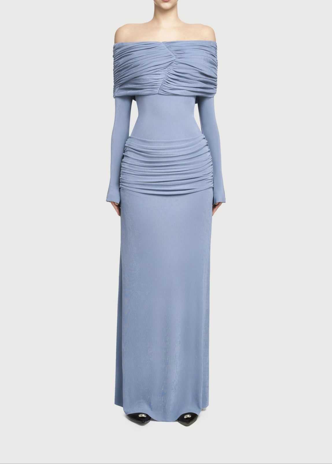 Annmarie Off Shoulder Ruch Maxi Dress In Blue