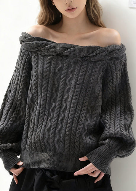 Eleazar Twist Knit Top In Grey