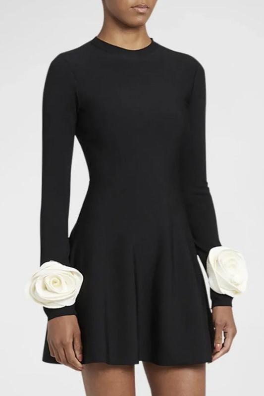 Brynhildr Bodycon Flower Long Sleeves Mini Dress