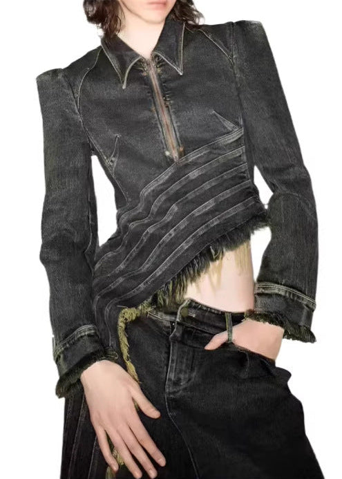 Donghyeon Asymmetric Deconstruct Denim Top