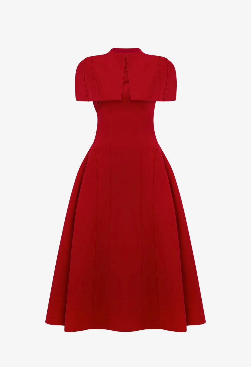 Detta Sleeveless Asymmetric Ruch Midi Dress