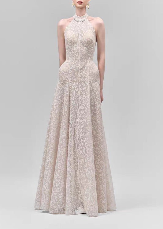 Felice Halter Neck Floral Lace Maxi Dress