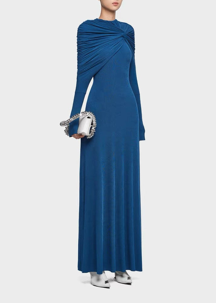 Drina Ruch Shawl Maxi Dress In Blue
