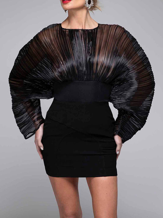 Anasta Mesh Ruch Mini Dress