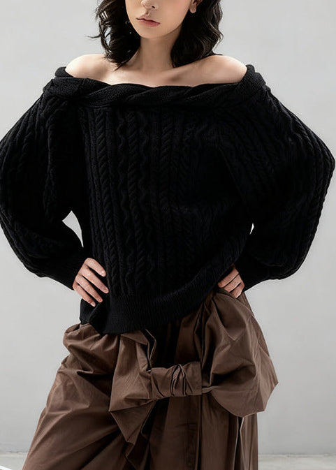 Eleazar Twist Knit Top In Black