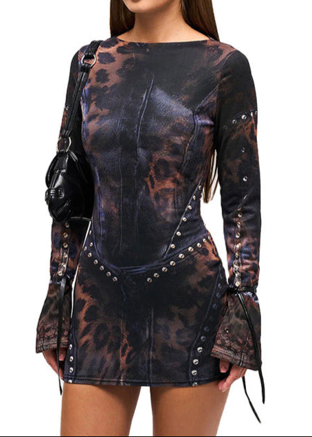 Aimilios Leopard Print Bodycon Mini Dress