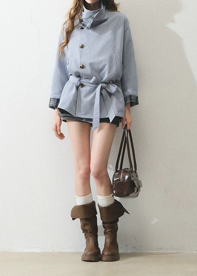 Crescenzo Grid Stand Collar Jacket