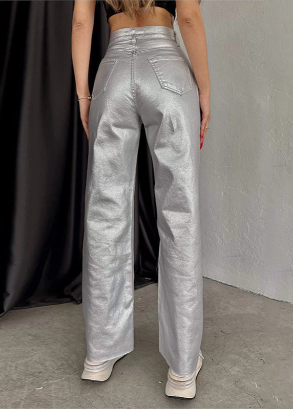 Omya Metallic Jeans In Silver