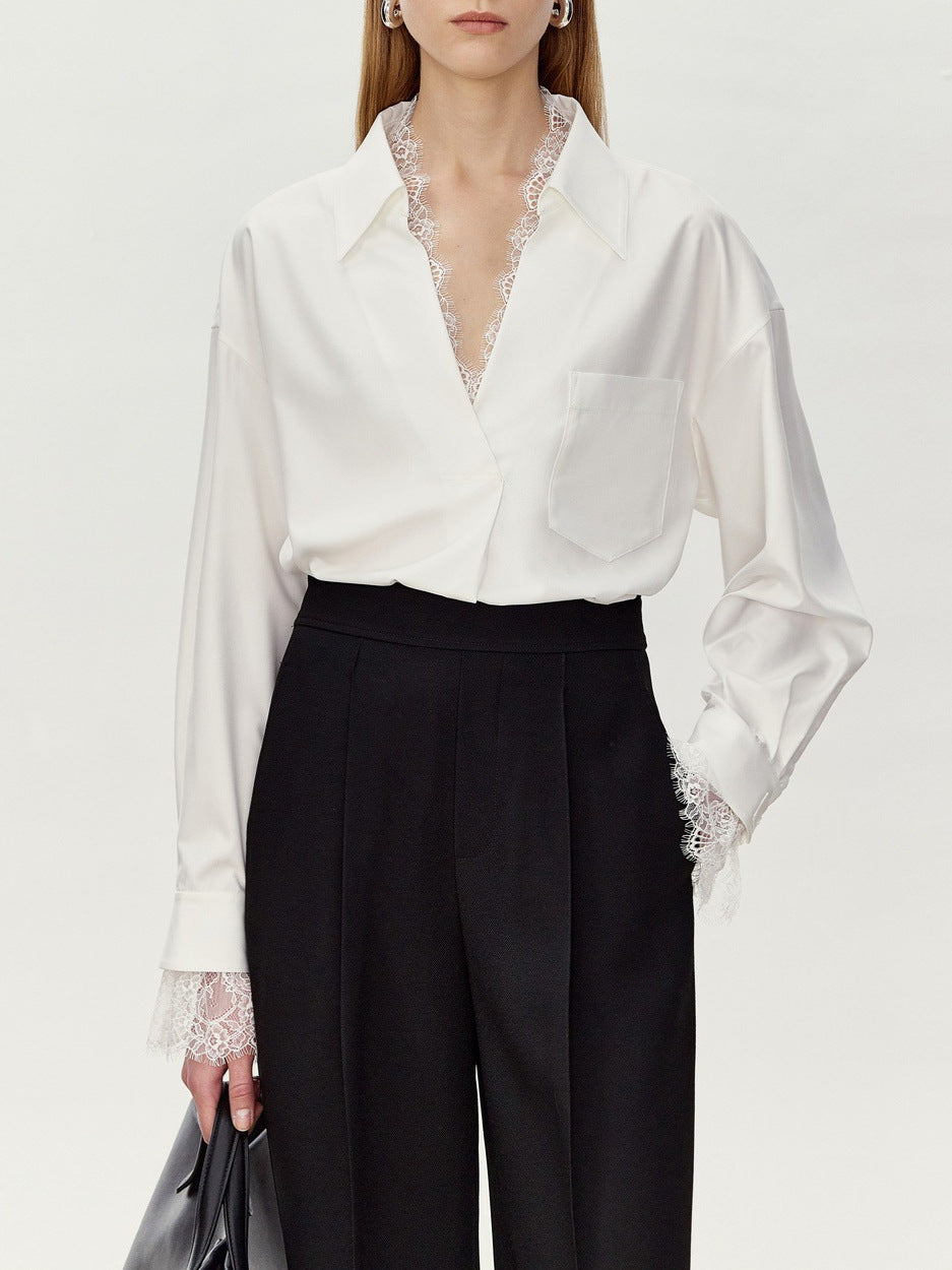 Dipak Lace V Neck Shirt