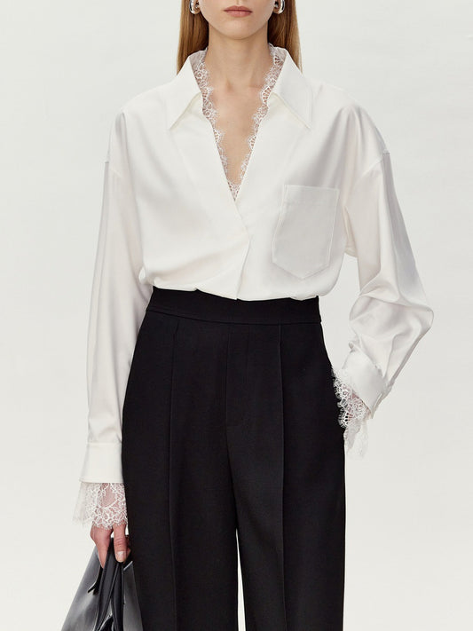 Dipak Lace V Neck Shirt