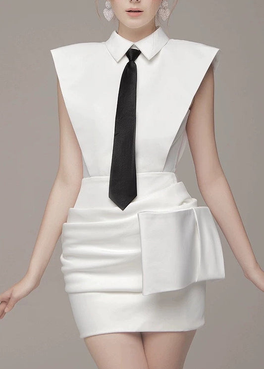 Darlene Sleeveless Ruch Skirt Set