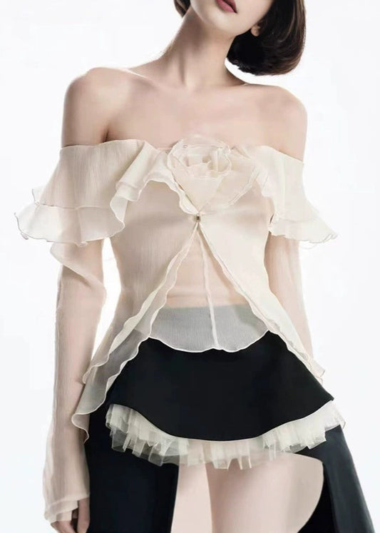 Dumisani Off Shoulder Flower Ruffle Skirt Set