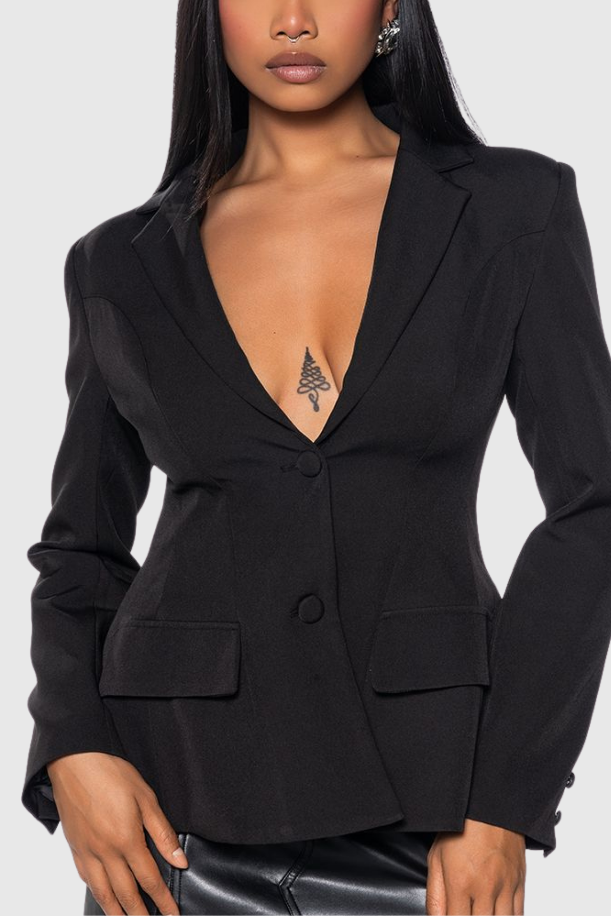 Sapollo Hollow Cross Plunge Blazer