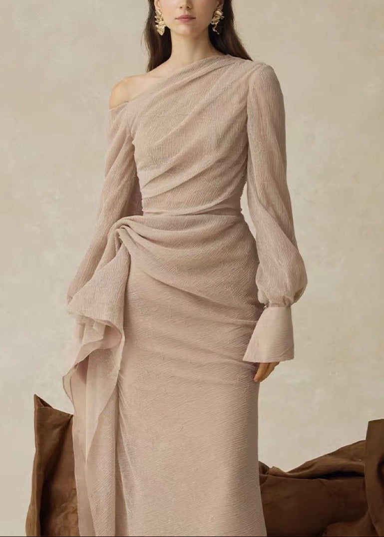 Claudette Asymmetric Ruch Maxi Dress