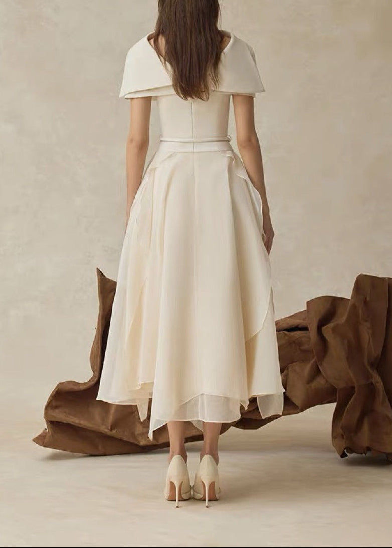 Deion Two Piece Shawl Ruffle Midi Dress