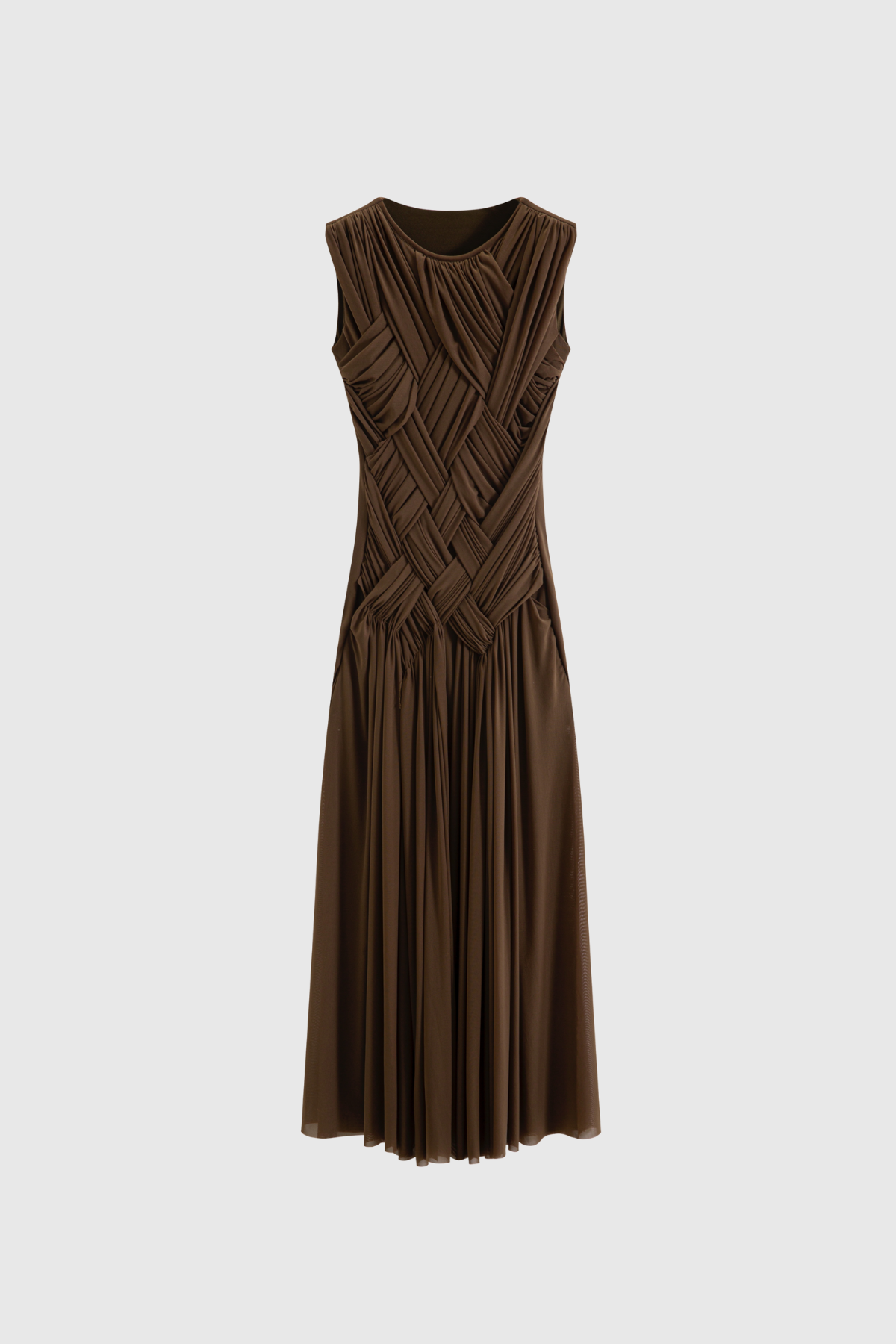 Domninus Sleeveless Ruch High Split Maxi Dress