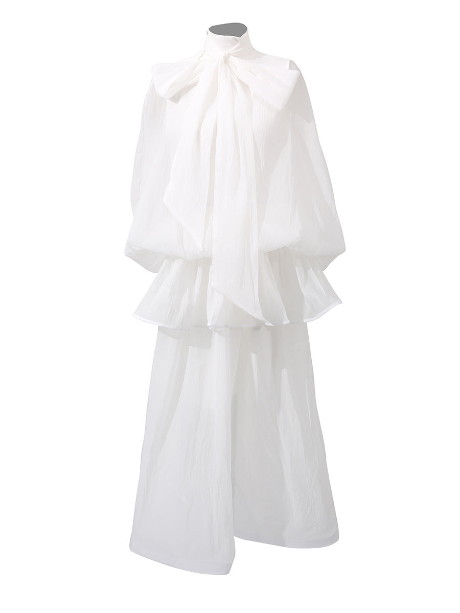 Calista Bow Ruffle Maxi Dress