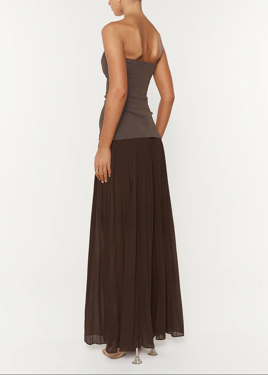 Diederick Strapless Bodycon Pleated Maxi Dress
