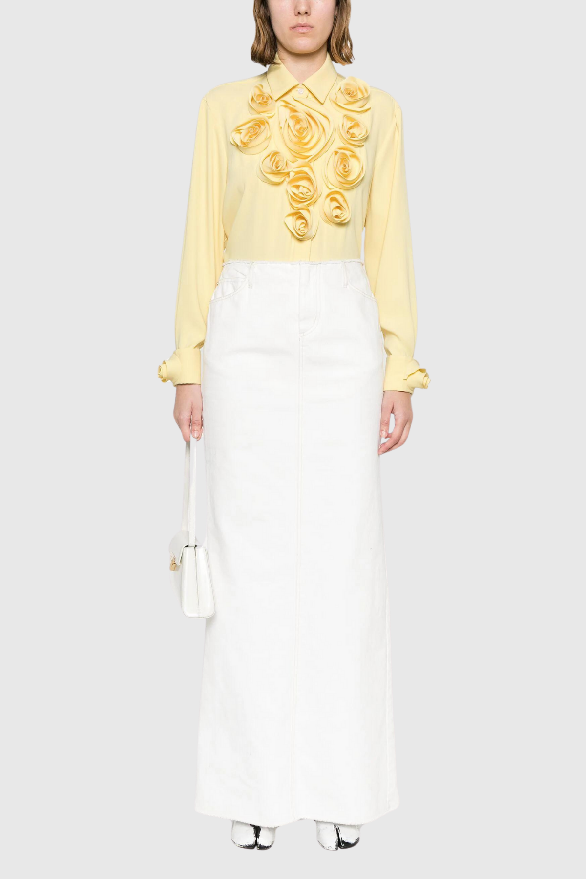 Kamari Flower Polo Collar Top In Yellow