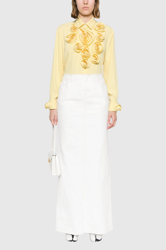 Kamari Flower Polo Collar Top In Yellow