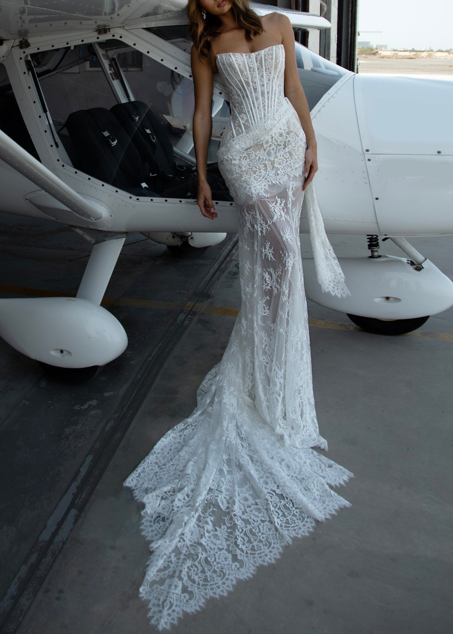 Arianwen Strapless Corset Lace Maxi Dress
