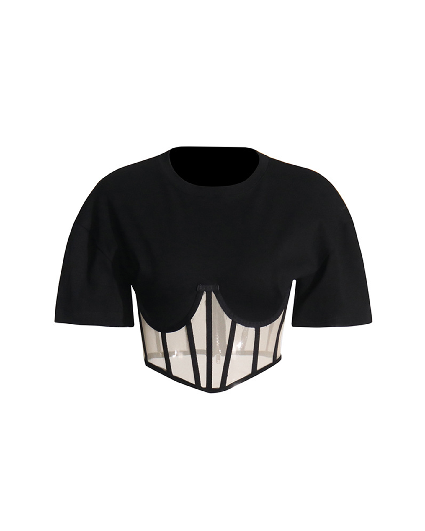 Kunta Corset Patchwork T shirt In Black