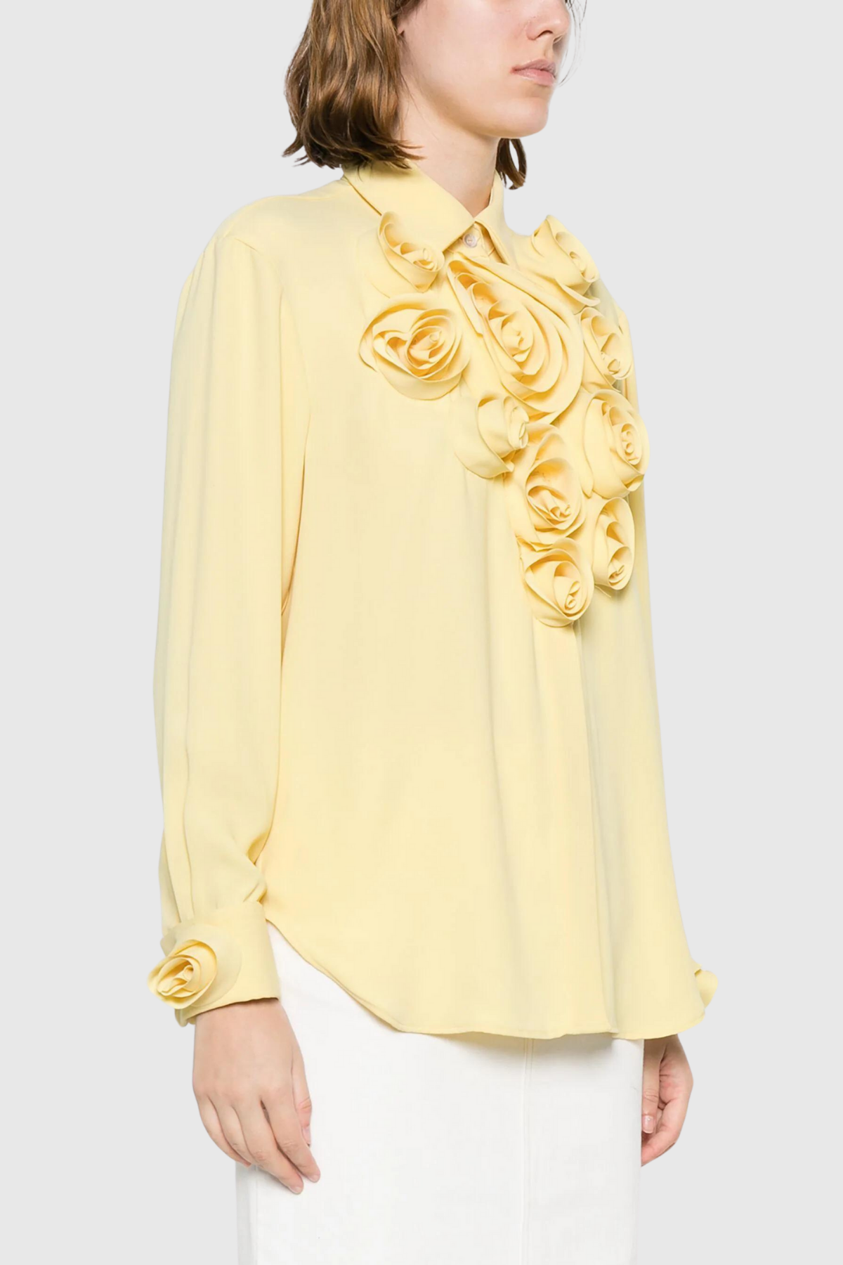 Vernon Flower Polo Collar Top In Yellow