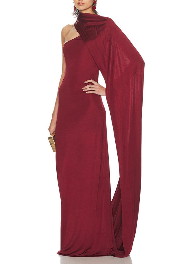 Farkhod Asymmetric Draped Scarf Maxi Dress