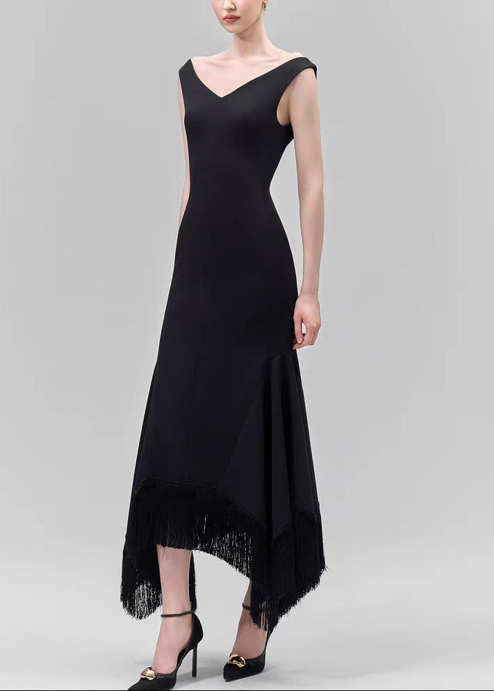 Christos Off Shoulder Fringe Maxi Dress