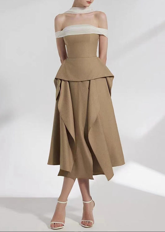 Behitha Off Shoulder Asymmetric Maxi Dress