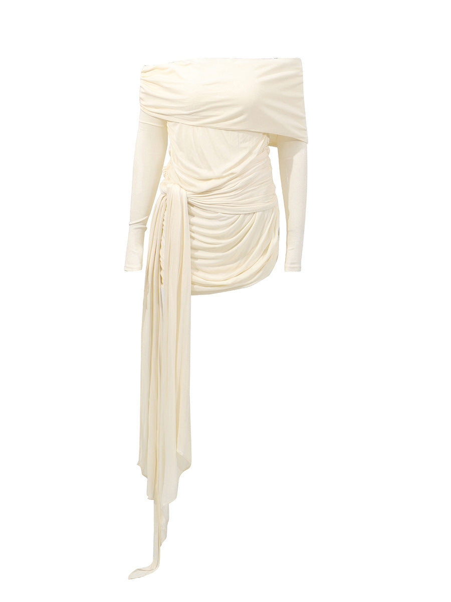 Binay One Shouder Asymmetric Fringe Mini Dress