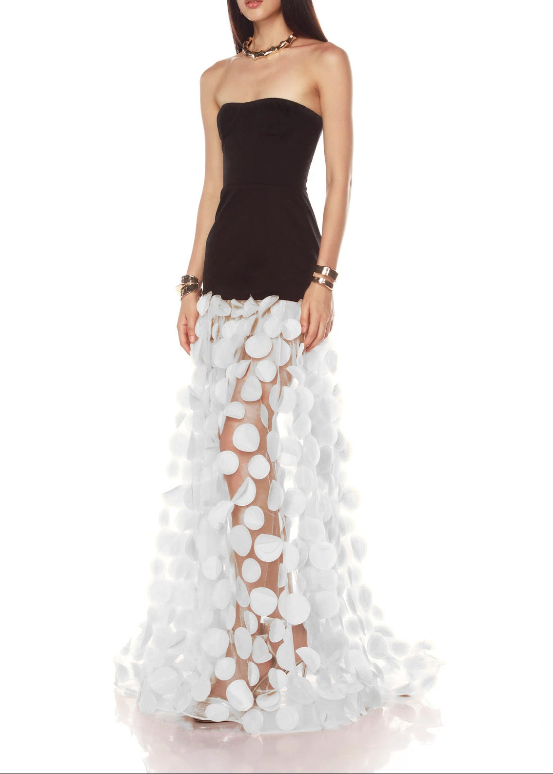 Boyan Dot Strapless Maxi Dress In White